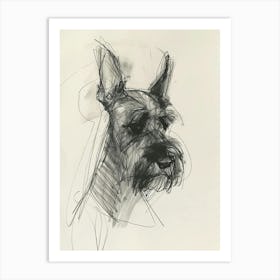 Scottish Terrier Dog Charcoal Line 3 Art Print