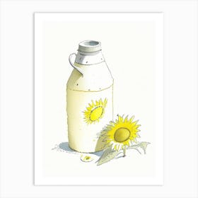 Sunflower Seed Milk Dairy Food Pencil Illustration Art Print