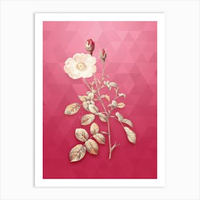 Vintage Sparkling Rose Botanical in Gold on Viva Magenta n.0798 Art Print