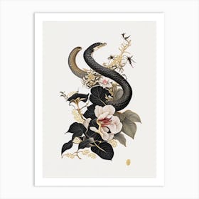 Red Bellied Black Snake Gold And Black Art Print