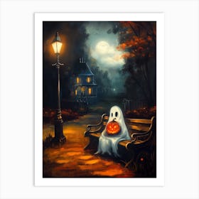 Ghost Sitting On A Bench 3 Art Print