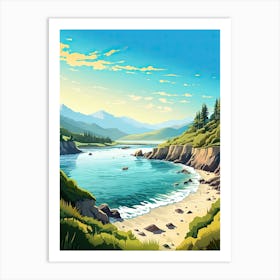 Big Sur California, Usa, Flat Illustration 2 Art Print