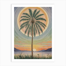 Palm Tree At Sunset no1 Art Print