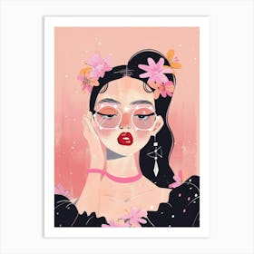 Asian Girl With Flowers 2 Art Print