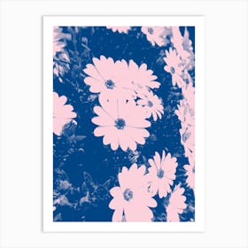 Daisies In Pink And Blue Art Print