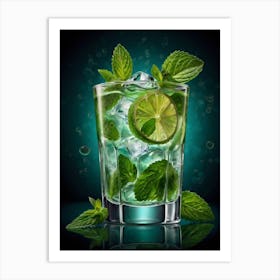 Cocktail With Lime And Mint Art Print