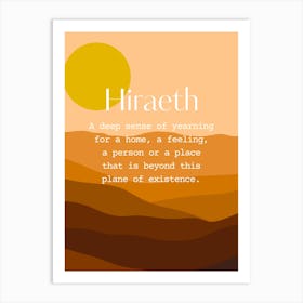 Welsh Hiraeth Orange Landscape Art Print