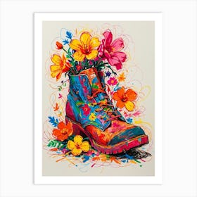 Flowers In A Boot 1 Art Print