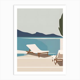 Lounge Chairs By The Sea Art Print