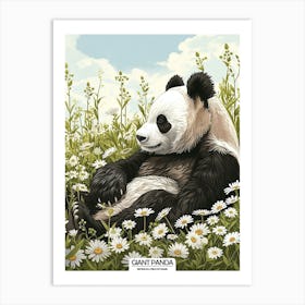 Giant Panda Resting In A Field Of Daisies Poster 2 Art Print