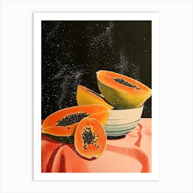 Art Deco Papaya Still Life 2 Art Print