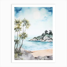 Watercolour Of Horseshoe Bay Beach   Bermuda 1 Art Print