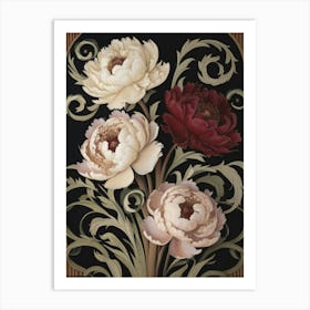 Three Peonies William Morris Style Art Print