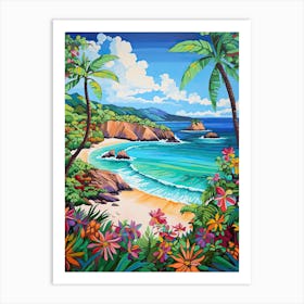 Trunk Bay Beach, Us Virgin Islands, Matisse And Rousseau Style 4 Art Print