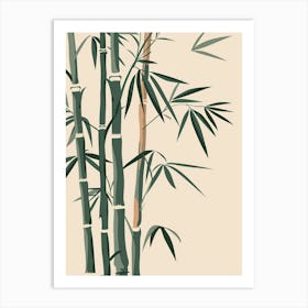 Bamboo Tree Minimal Japandi Illustration 3 Art Print