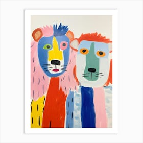 Colourful Kids Animal Art Lion 1 Art Print