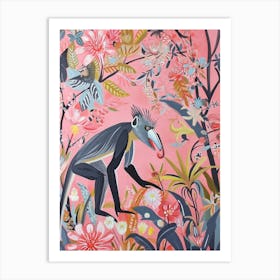 Floral Animal Painting Mandrill 1 Art Print