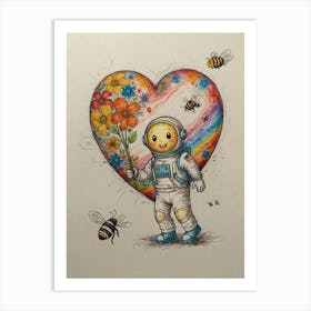 Astronaut In A Heart Art Print