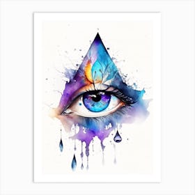 Psychic Abilities, Symbol, Third Eye Watercolour 1 Art Print