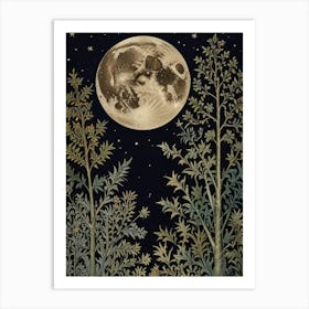 Moonlight In The Woods Style William Morris 3 Art Print