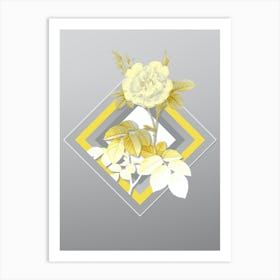 Botanical White Rose in Yellow and Gray Gradient n.258 Art Print