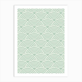 Japanese Seigaiha Wave Sage Green Art Print