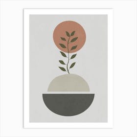 Minimalist Boho Plant Art with Geometric Shapes Art Print