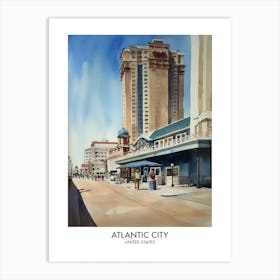 Atlantic City 3 Watercolour Travel Poster Art Print