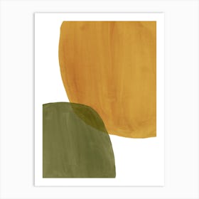 Abstract Watercolor Painting, green and mustard Art Print