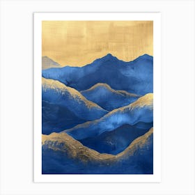 Blue And Gold Mountains 1 Art Print