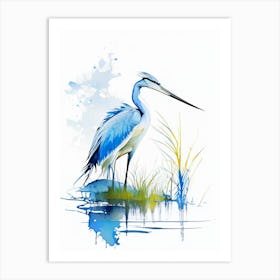 Blue Heron On Lake Impressionistic 1 Art Print