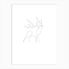Lone Deer, Line Art, Outline, Art, Nature, Wall Print Art Print