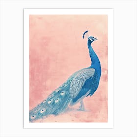 Peacock In The Wild Cyanotype Inspired 1 Art Print