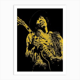 Jimi Hendrix Line Art Art Print