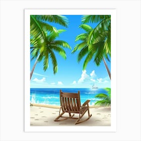 Rocking Chair On The Beach Art Print