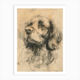 Clumber Spaniel Dog Charcoal Line 1 Art Print