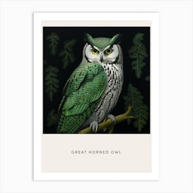 Ohara Koson Inspired Bird Painting Great Horned Owl 3 Poster Art Print