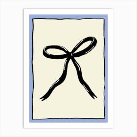 Black Bow with Blue Border Art Print