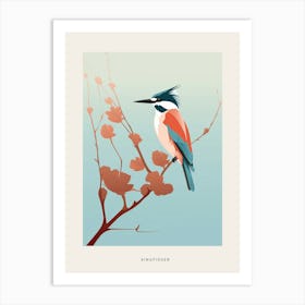 Minimalist Kingfisher 1 Bird Poster Art Print