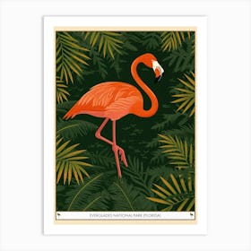 Greater Flamingo Everglades National Park Florida Tropical Illustration 2 Poster Art Print