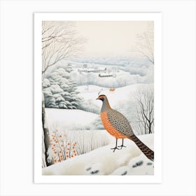 Winter Bird Painting Pheasant 8 Art Print