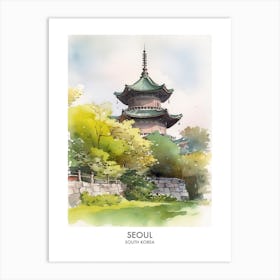 Seoul 2 Watercolour Travel Poster Art Print