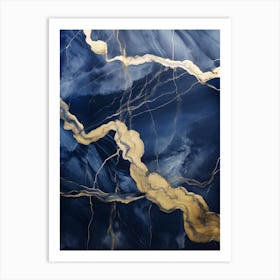 Gold And Blue Marble Art Print