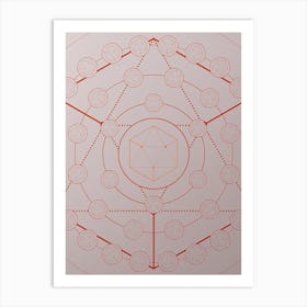 Geometric Abstract Glyph Circle Array in Tomato Red n.0240 Art Print