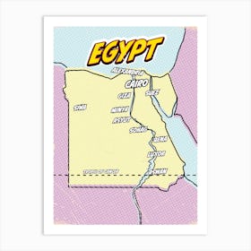 Pop Art Map of Egypt Art Print