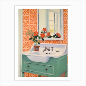 Bathroom Vanity Painting With A Marigold Bouquet 3 Art Print