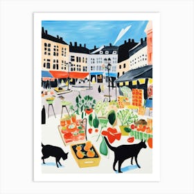 The Food Market In Oslo 2 Illustration Art Print