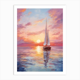 Sailboat At Sunset 19 Art Print