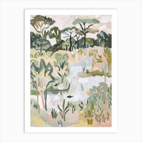 Frogs Pastels Jungle Illustration 3 Art Print