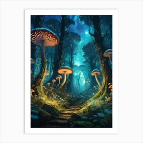 Mushrooms In The Forest I Art Print